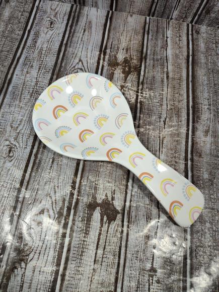 Pastel Rainbow BoHo Melamine Spoon Rest New  5" X 10" oversized Kitchen Utensil - Picture 3 of 5